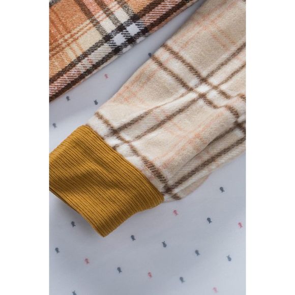 Azura Exchange  Orange Plaid Color Block Patchwork Shirt Jacket with Pocket - Picture 14 of 15